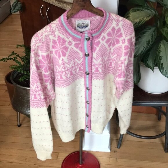 Vintage Sweaters - VINTAGE 100% Pure Wool Fair Isle Cardigan Sweater
